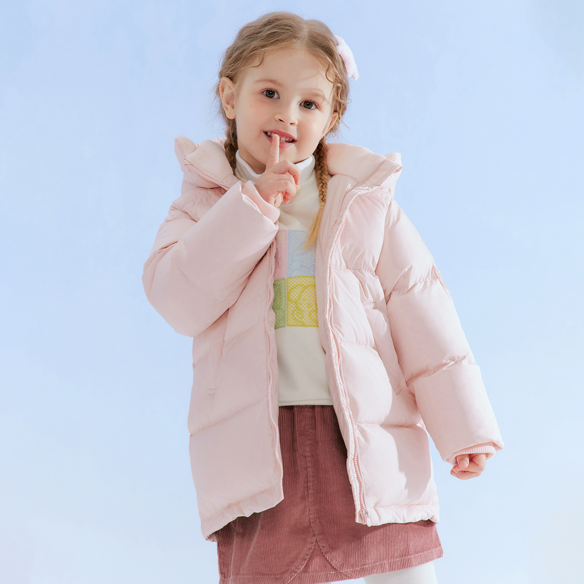 【新国标90绒】笛莎女童中长羽绒服冬季童装保暖连帽外套-332556509