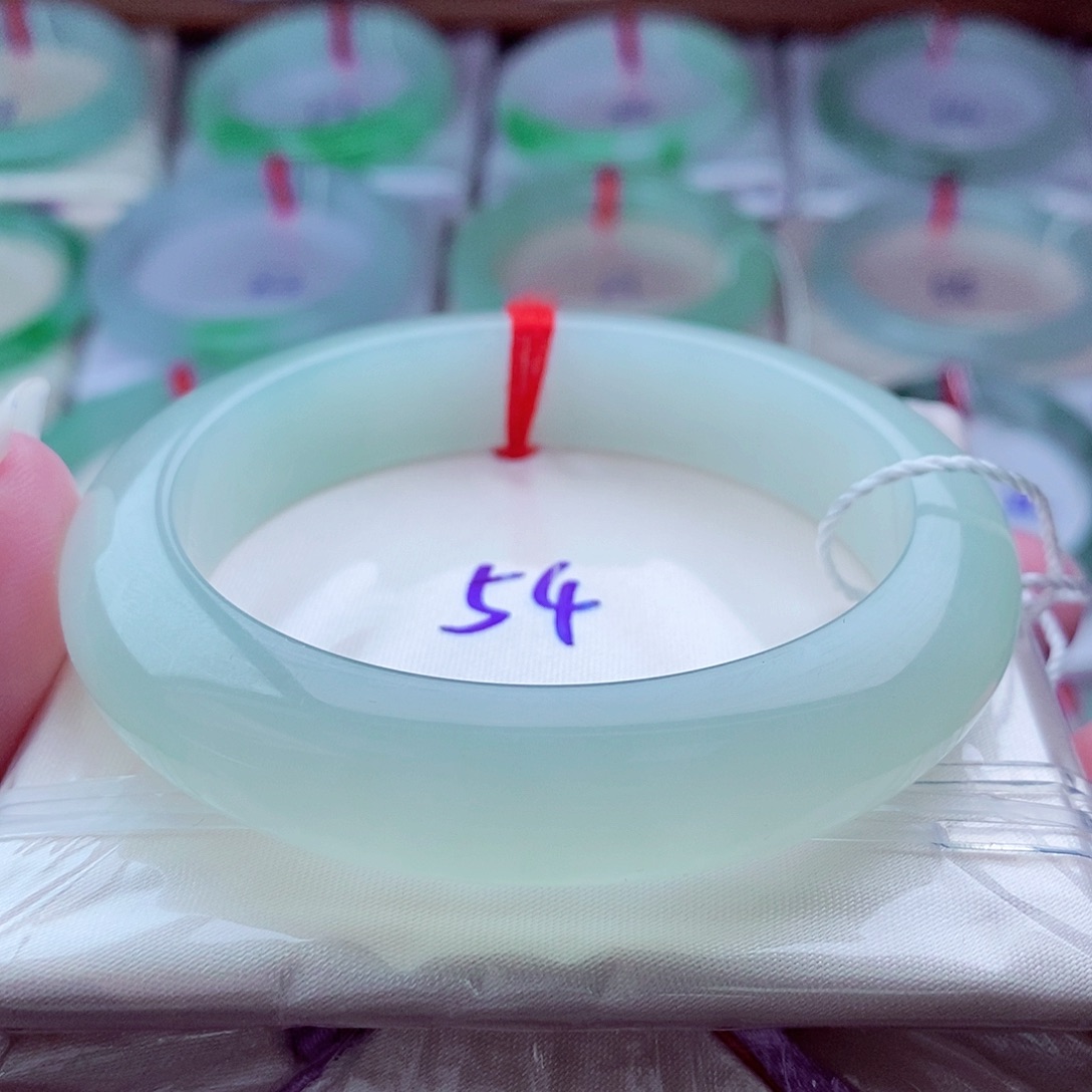 翡翠未镶嵌手镯507冰清玉洁冰透冰胶起光晴水绿