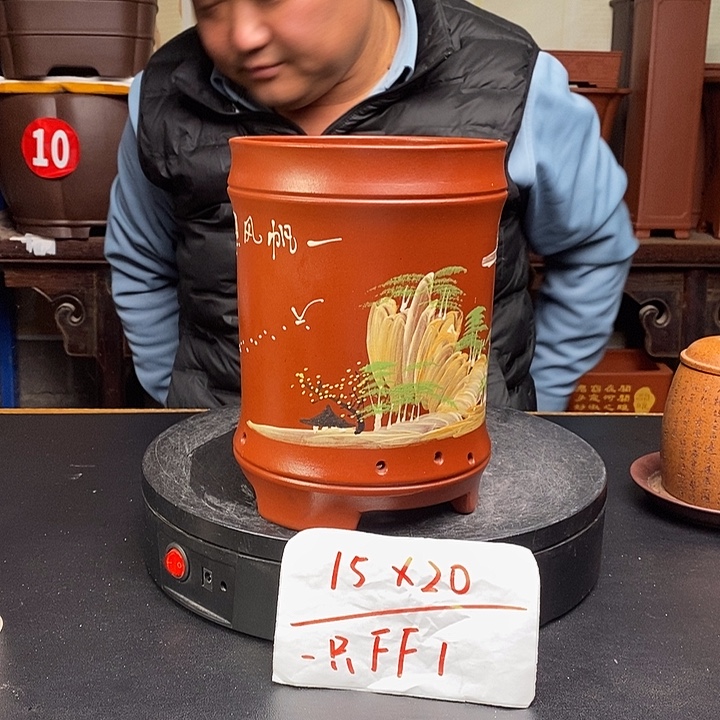 紫砂花盆货号一只FF1竹节