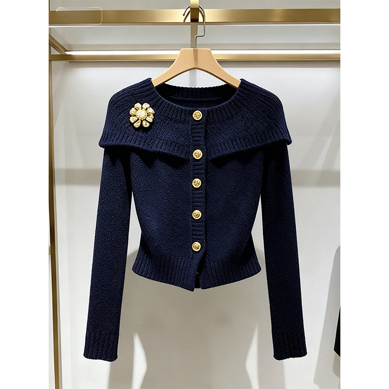 斗篷针织上衣女高端巨好看独特漂亮气质小香风毛衣外套 配胸针