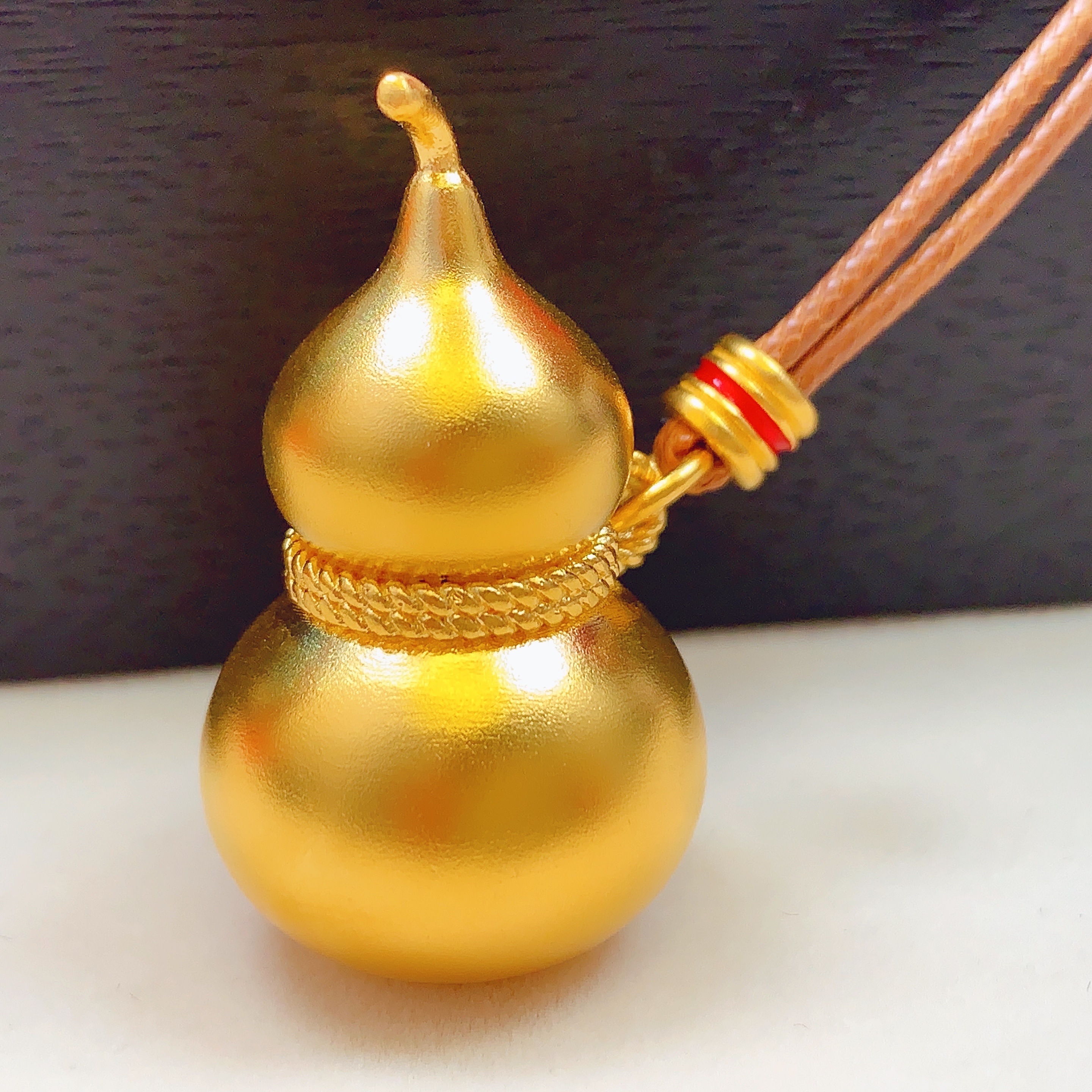 【水贝黄金】足金999古法金葫芦吊坠C300