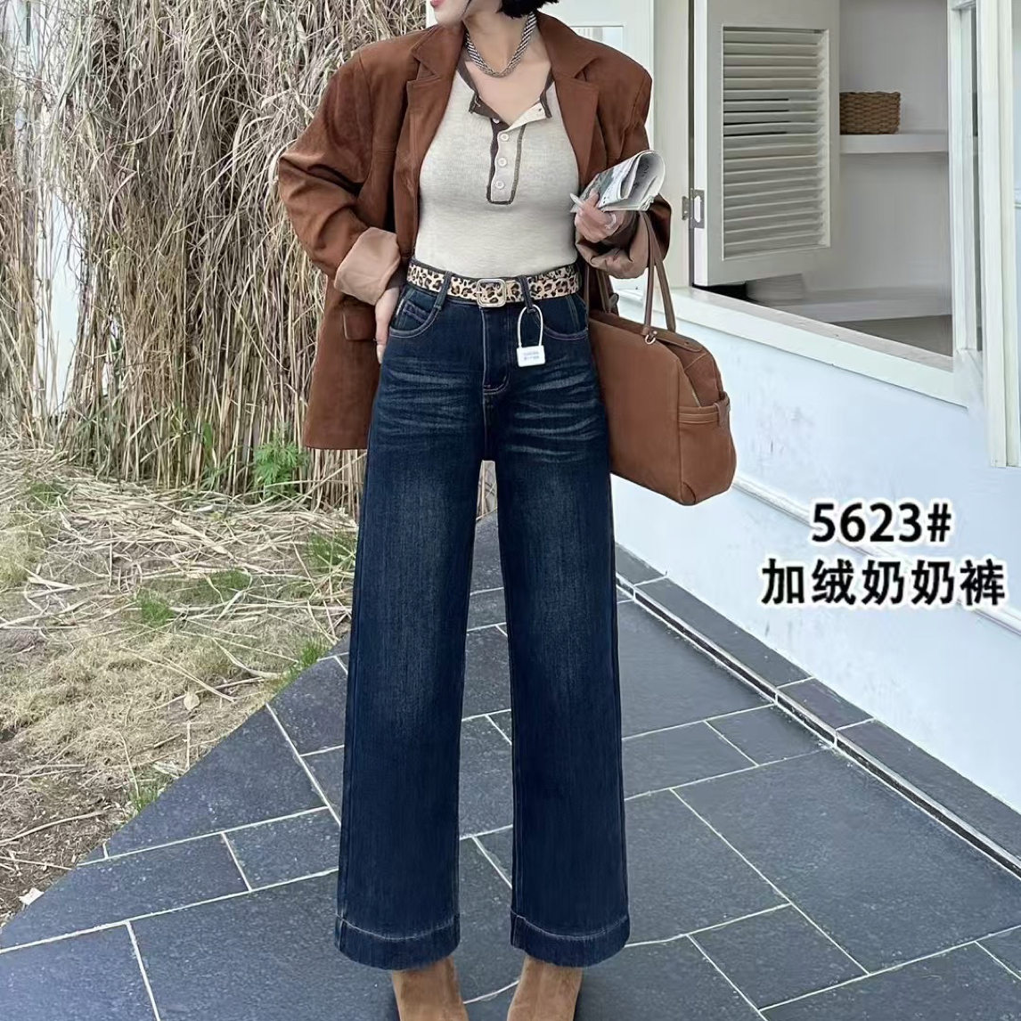 5623冬季加绒新款阔腿裤直筒裤