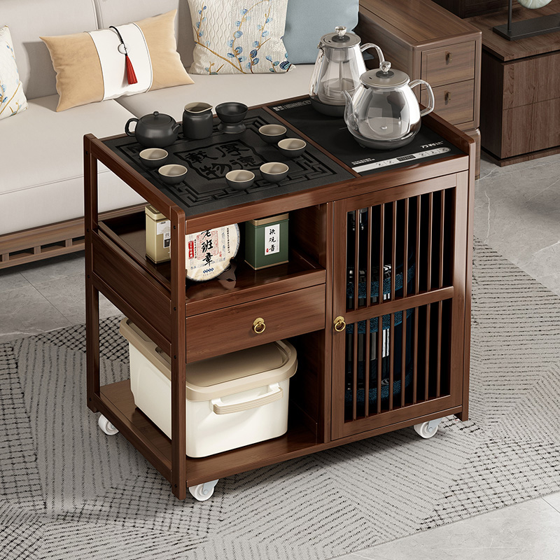 新疆西藏包邮移动茶台茶车家用茶水柜实木小茶桌带轮茶几功夫茶具