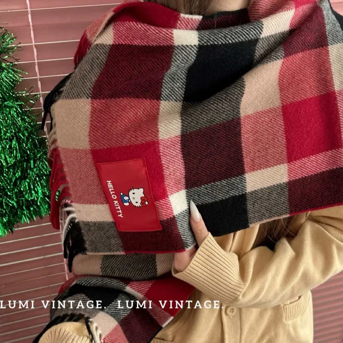 95新 BURBERRY/博柏利 Kitty联名格纹围巾