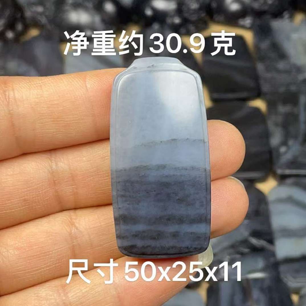 天然和田玉籽 料青花平安无事牌时尚转运玉佩吊坠挂件