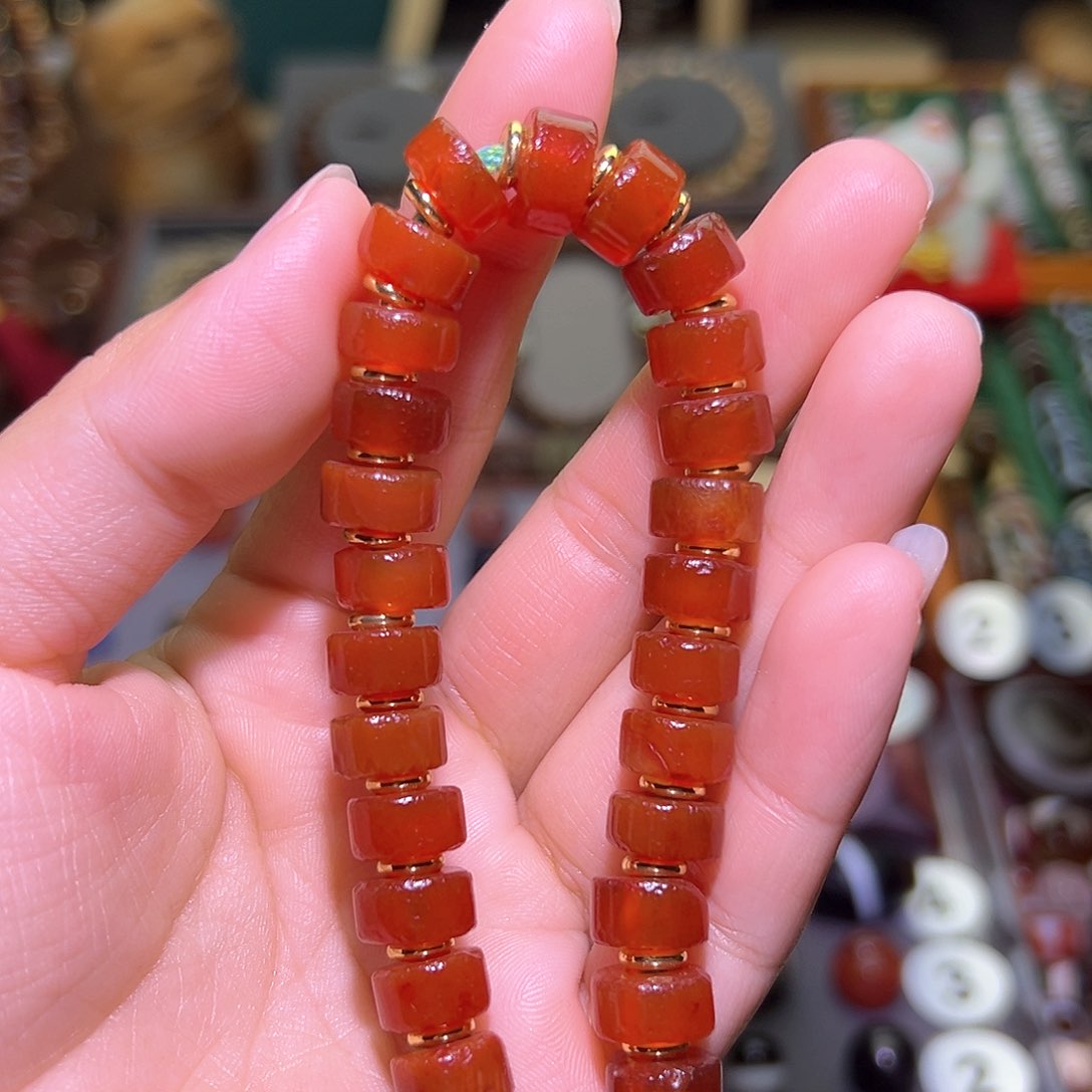 玛瑙/玉髓手串合金小**雳