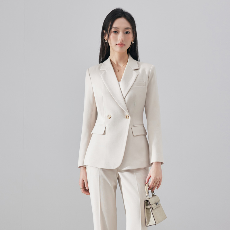 职业装气质女神范高端时尚套装2025新款高级杏色教资面试西装正装