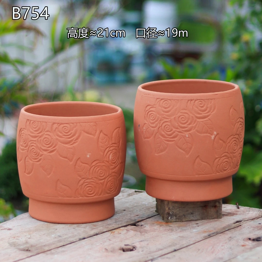 012透气无釉红陶大口径花盆适合三角梅多肉老桩盆栽绿植