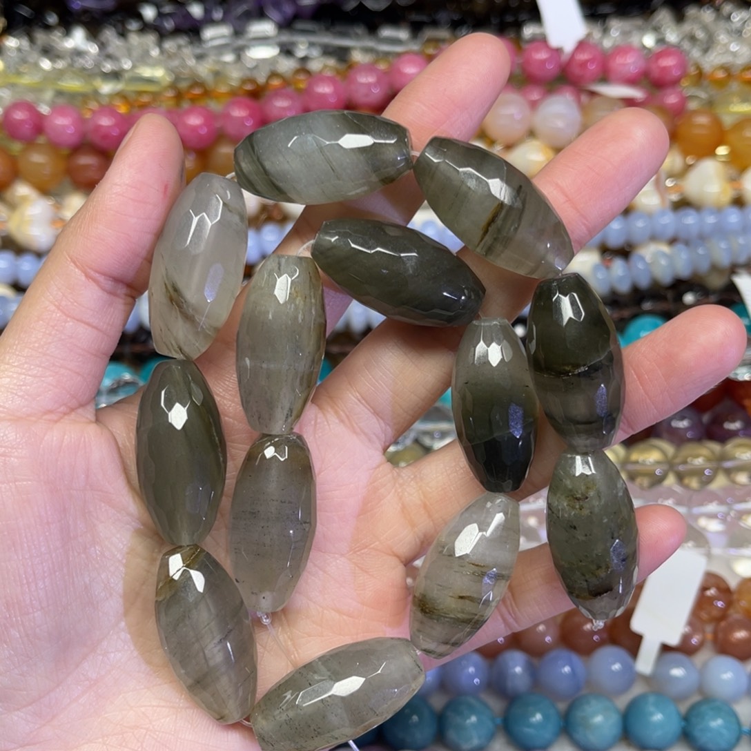 玛瑙/玉髓散珠天然云雾绿水晶卡14.8长条38厘米