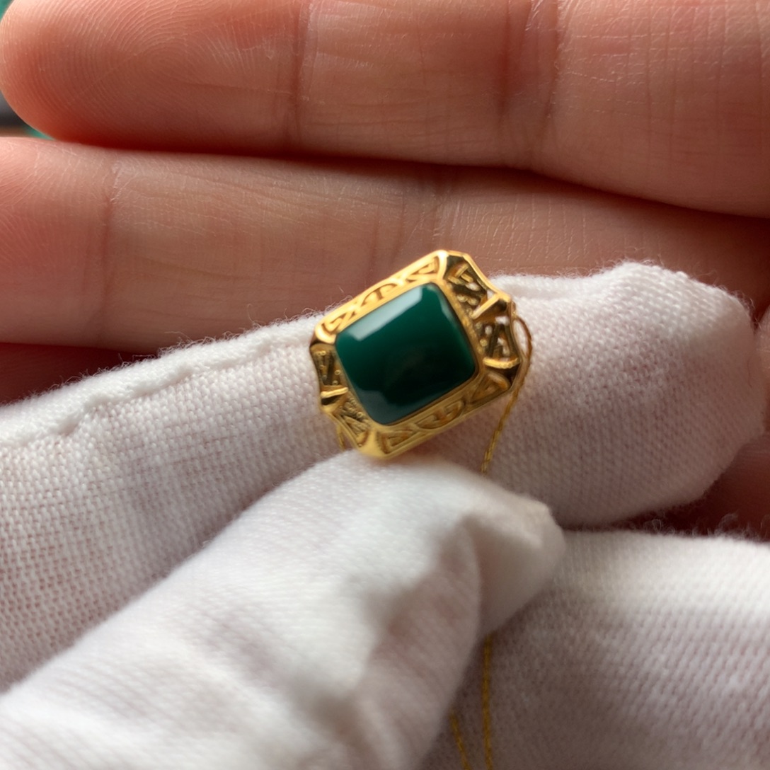 18K金镶嵌绿松石发饰