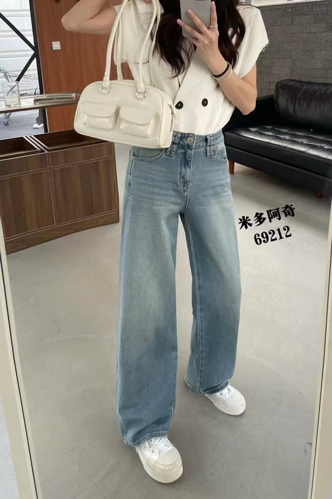 2025新款窄版阔腿裤牛仔裤