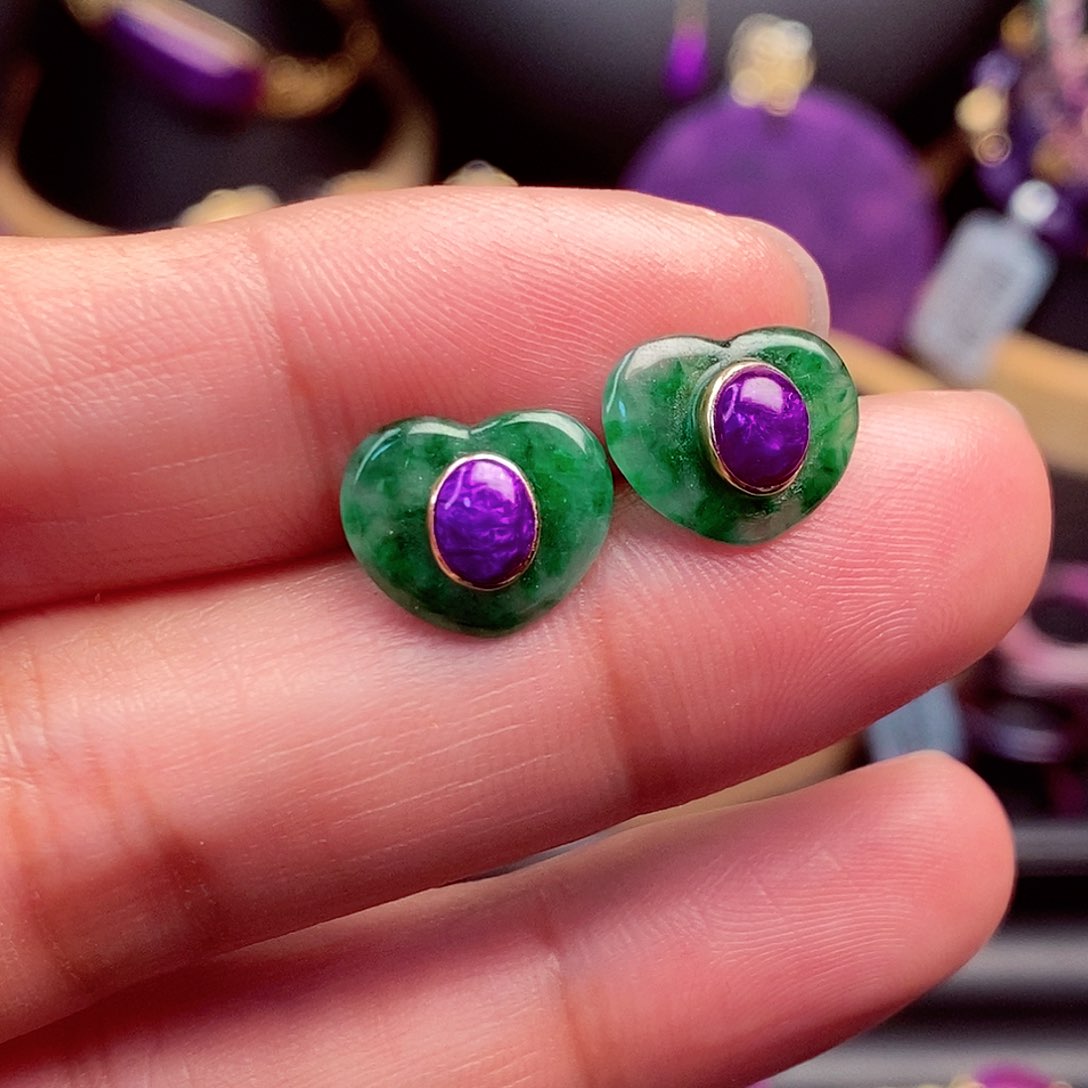 苏纪石（舒俱来）耳饰18K金镶嵌