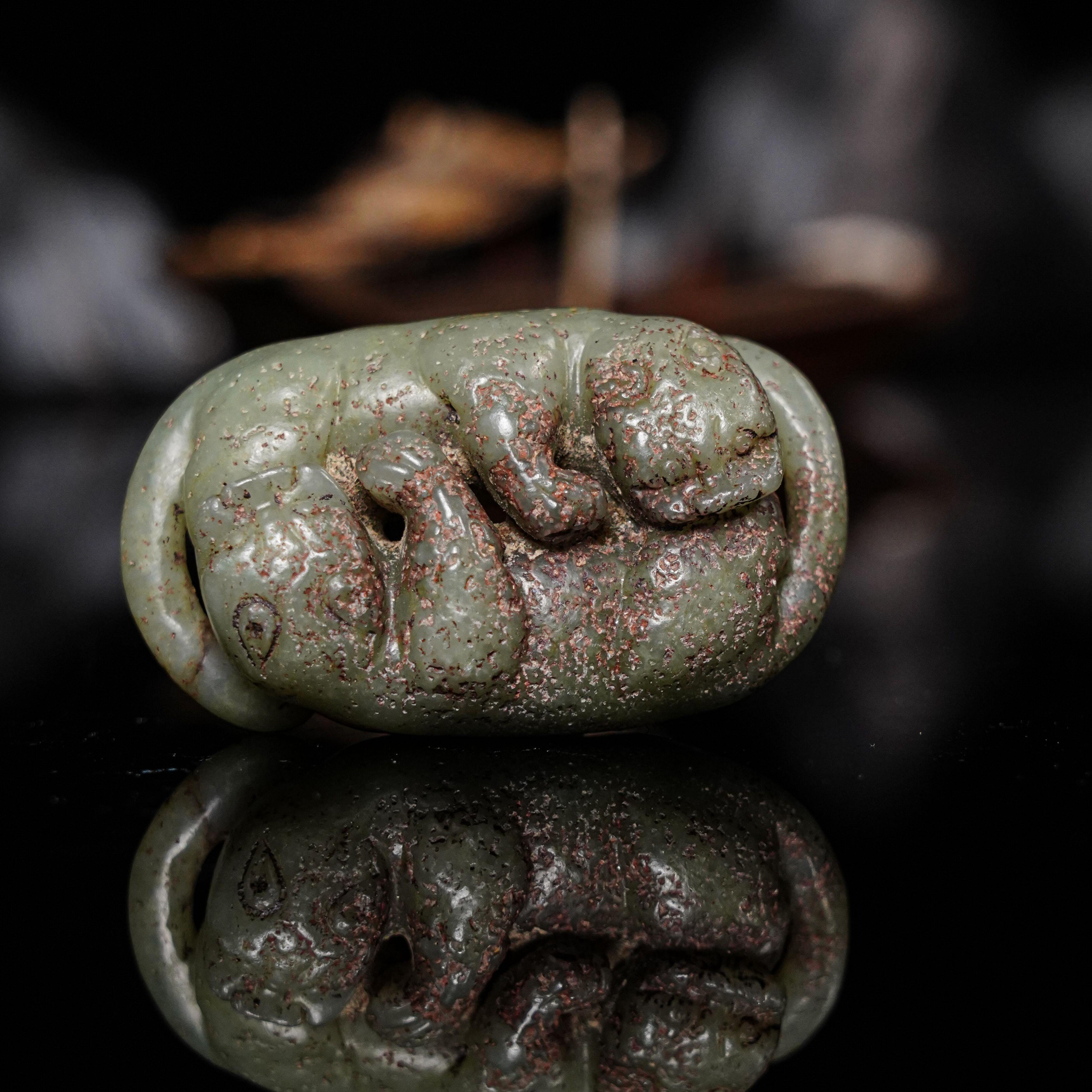 (AC7)J250428052玉雕双狮把件