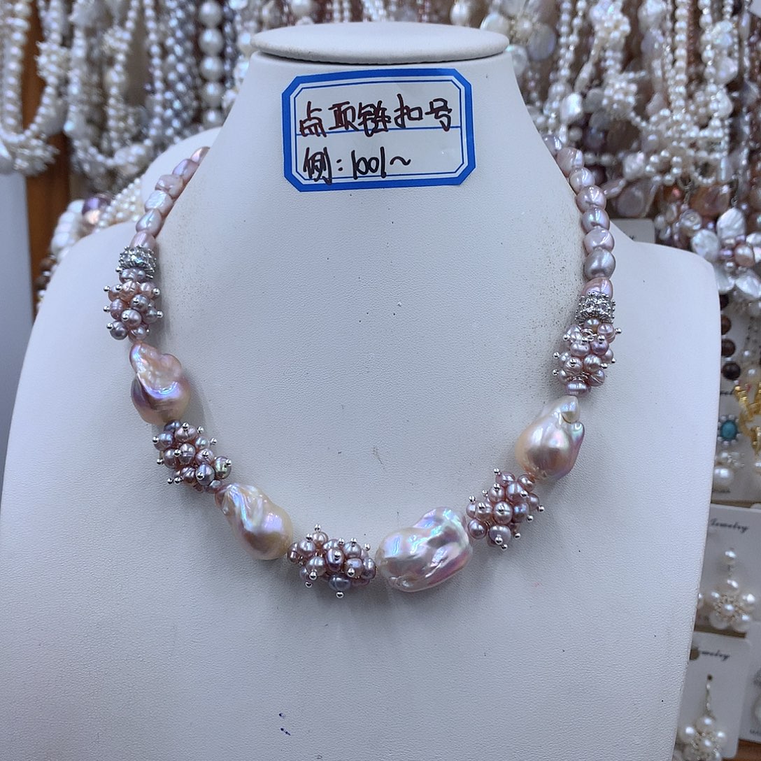 银S925镶嵌淡水珍珠项链耳饰