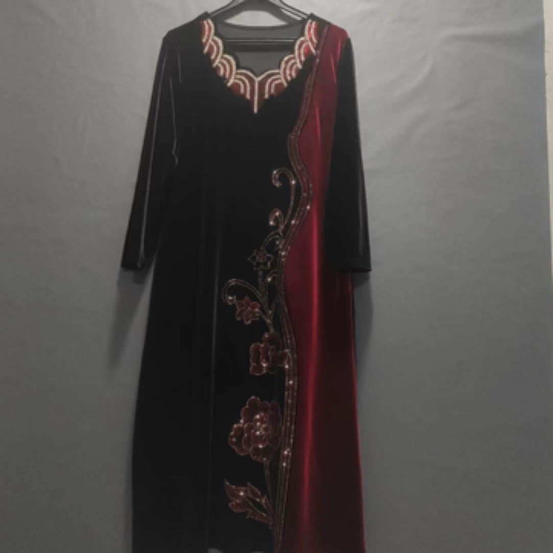 高品质烫钻大码显瘦连衣裙