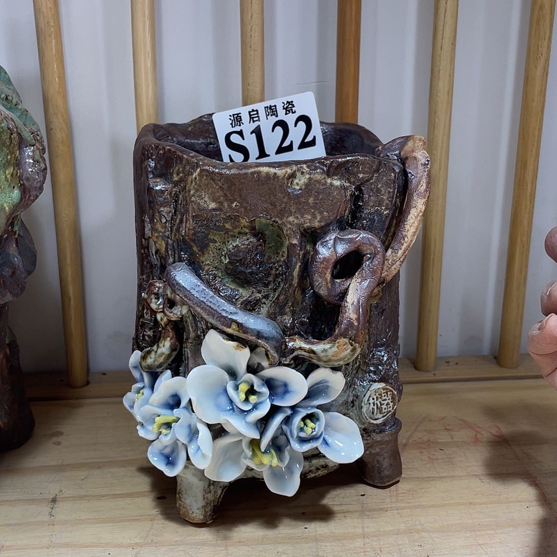 紫砂花盆景德镇陶瓷花盆122