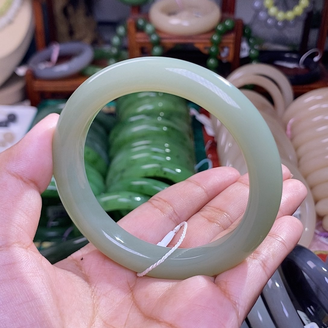 和田玉且末蓝特细老料手镯59.8圈福利补贴未镶嵌