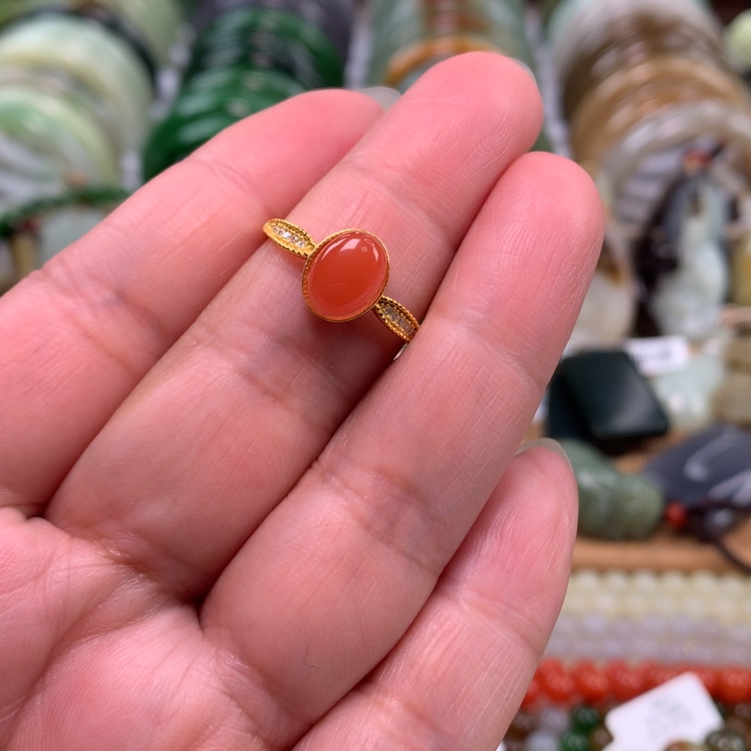 南红玛瑙银S925镶嵌戒指