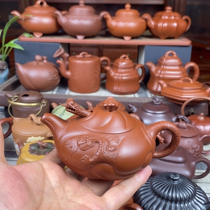 茶壶紫砂鱼化龙200-260cc原矿朱泥特价