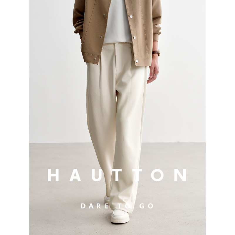 3D混纺空气层针织休闲裤男士西裤男垂感直筒抽绳直筒裤973XX5160