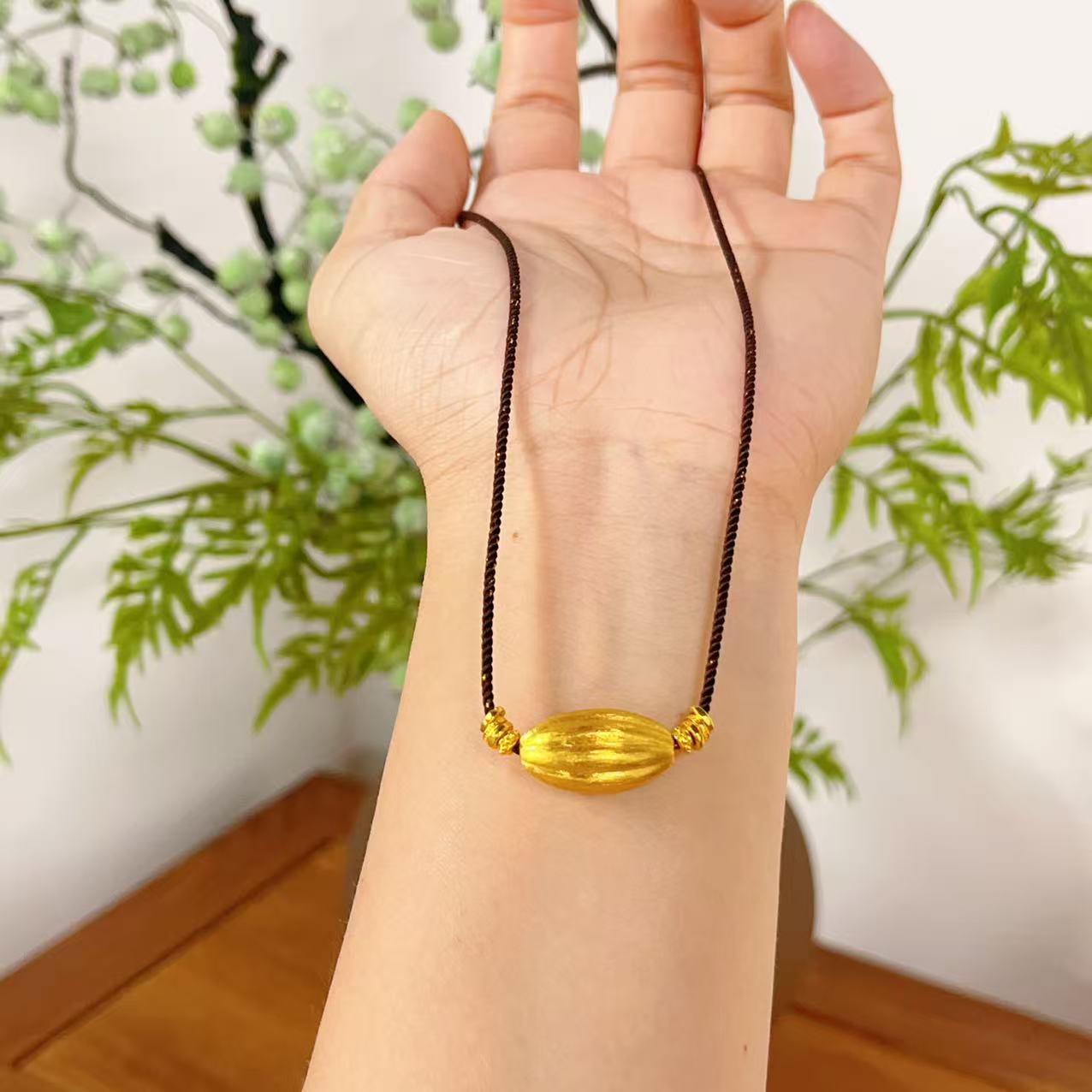 足金细工梧桐雨正版“金福瓜”设计款项链5.78克