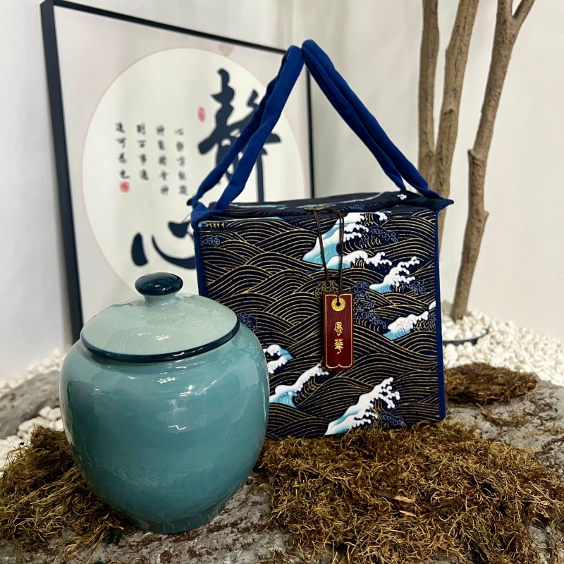 【茉莉花茶-单陶罐布艺礼盒】茉莉花茶礼盒送人送礼