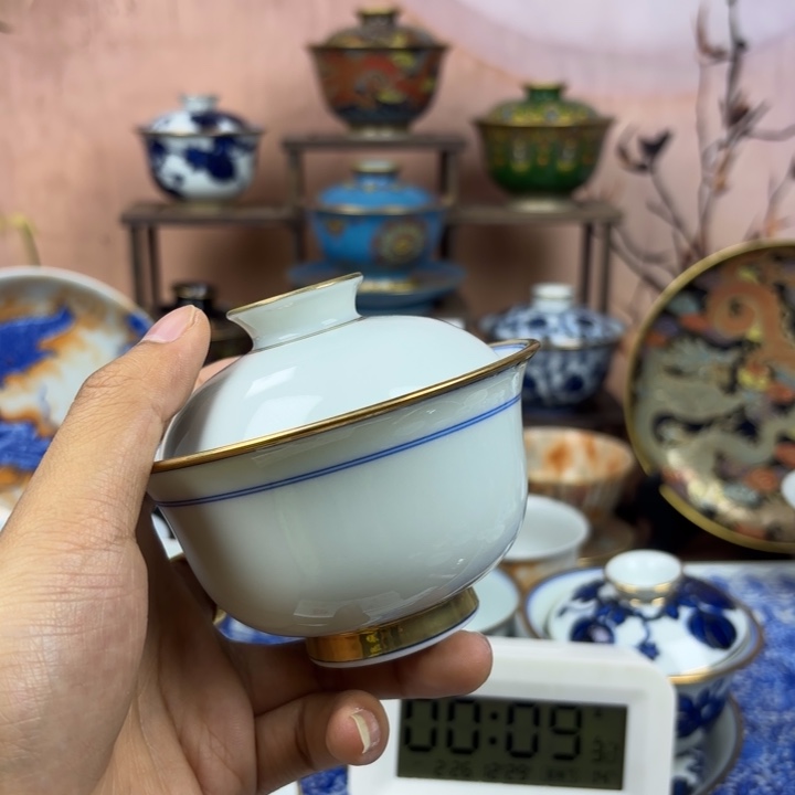 M***Y陶盖碗景德镇手工手绘陶瓷