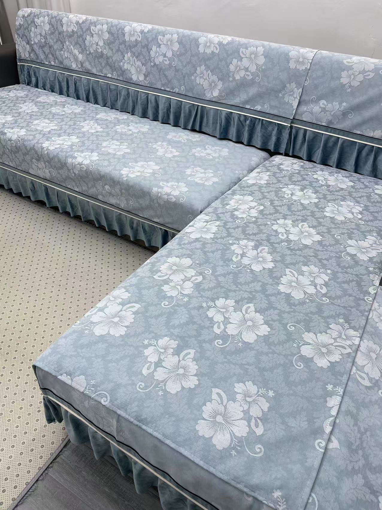 简约雪尼尔沙发垫四季通用可机洗直排贵妃免定制防滑全盖