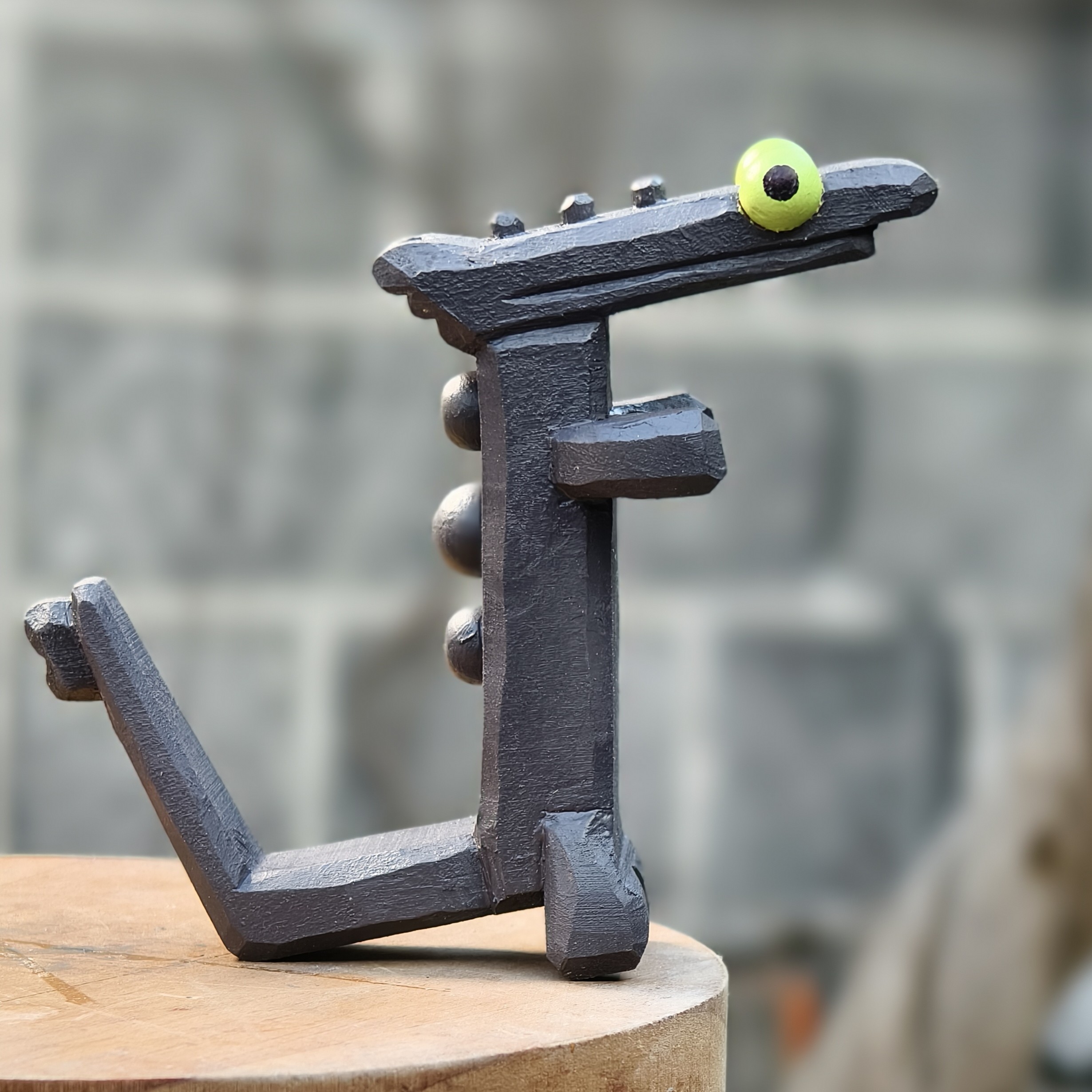 手工椴木雕刻无牙仔