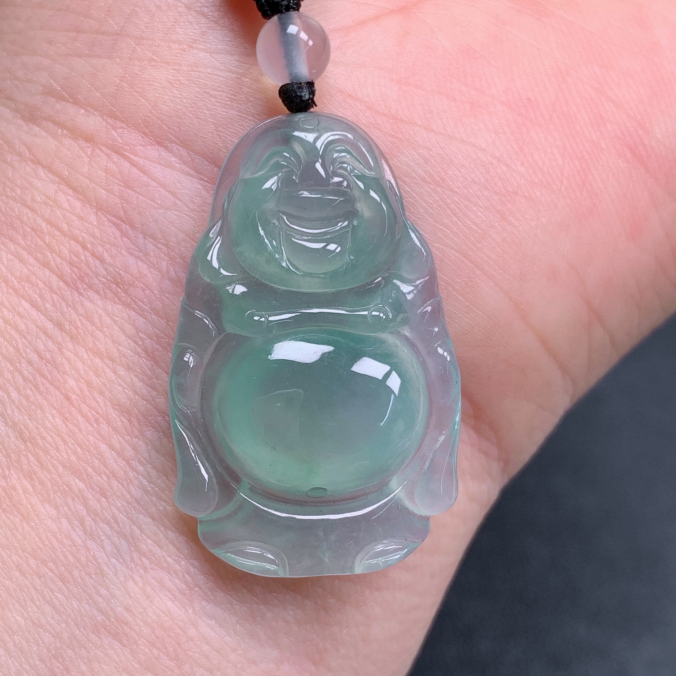 天然缅甸翡翠A货冰晴站佛公气质精美尺寸32+20.2+5.8 524