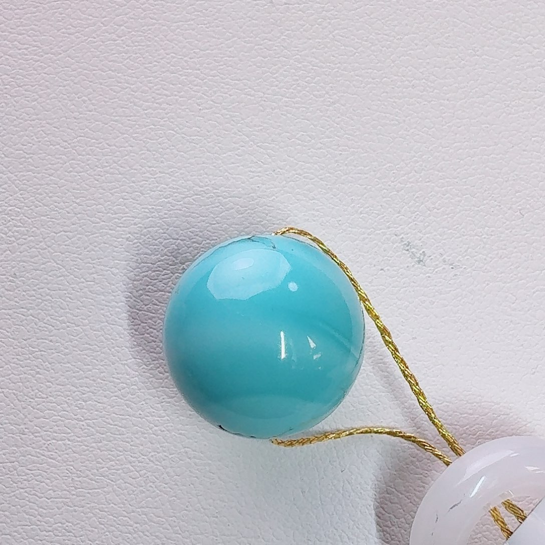 绿松石未镶嵌珠宝奇石玉华蓝水波纹圆珠