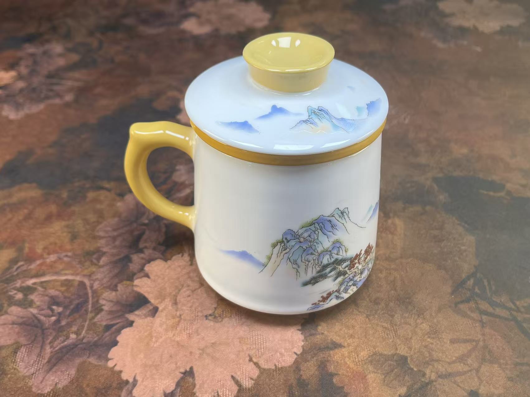 羊脂玉瓷山水陶瓷办公杯-1870-0104