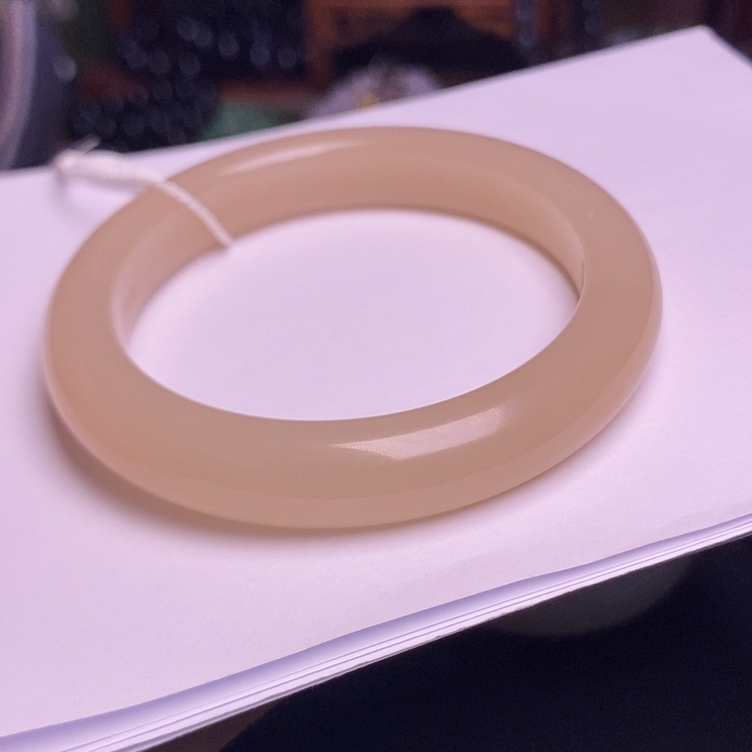 和田玉未镶嵌颈饰浓藕粉红粉58.6老矿料手镯