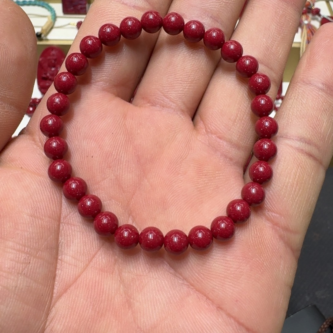 天然辰砂红晶砂6mm