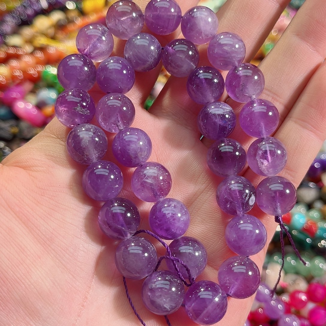 玛瑙/玉髓未镶嵌珠宝半成品紫水晶一条12mm