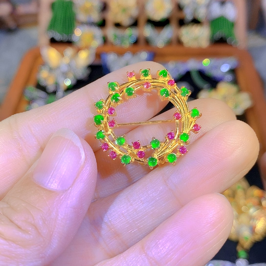 吊坠(不含链)银S925镶嵌翡翠