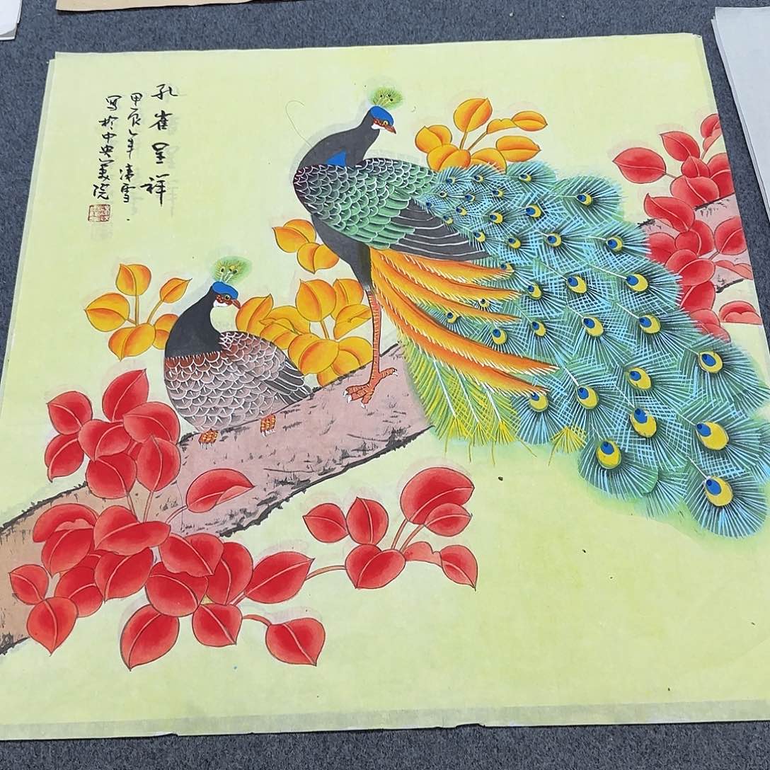 国画尺寸70X70手绘作品
