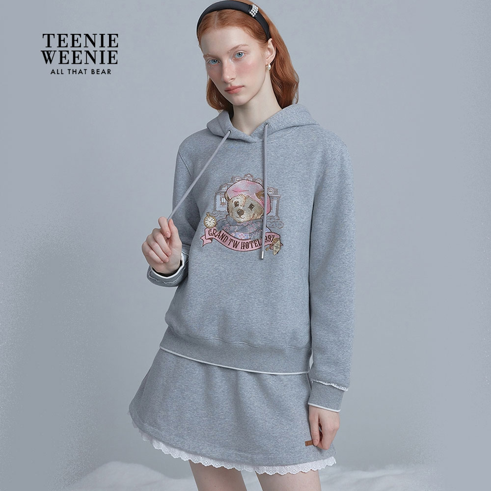 TeenieWeenie小熊女装卫衣25冬新大熊连帽抽绳款上衣TTMW254CC2A