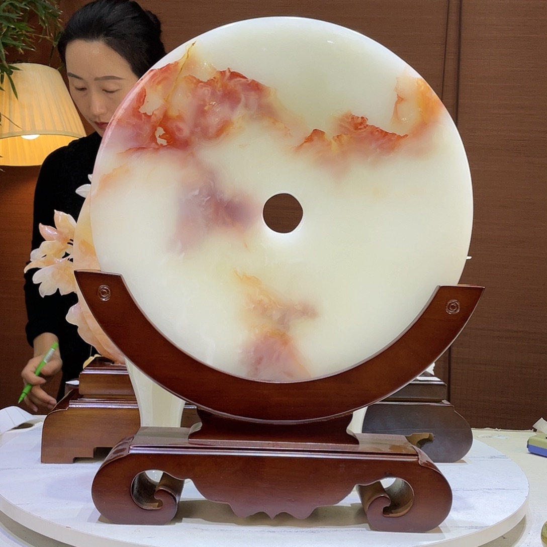 玉精品天然玉石平安扣摆件