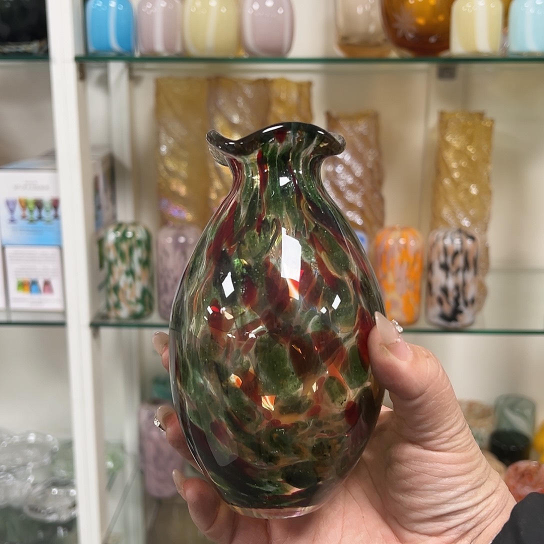 琉璃高15红绿点琉璃花器