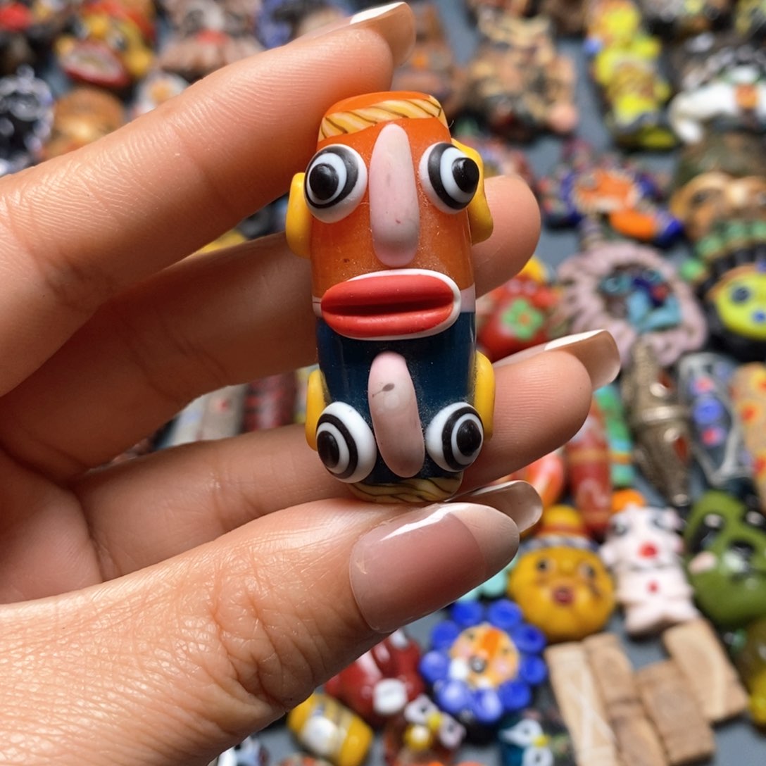 琉璃颈饰印度尼西亚双头娃