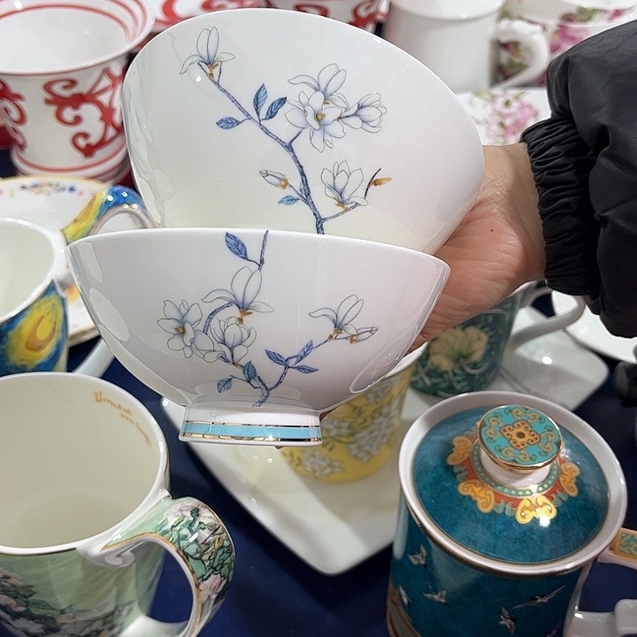 碗微瑕骨瓷碗六只水云间