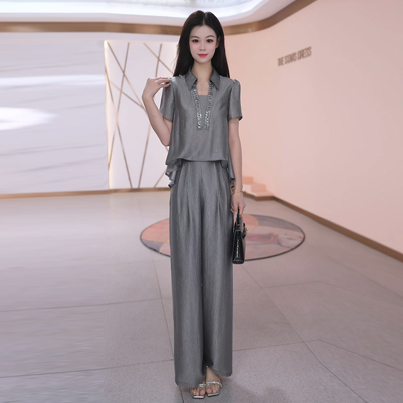 【两件套】夏季时尚女神洋气宽松气质休闲百搭显瘦减龄女装套裤