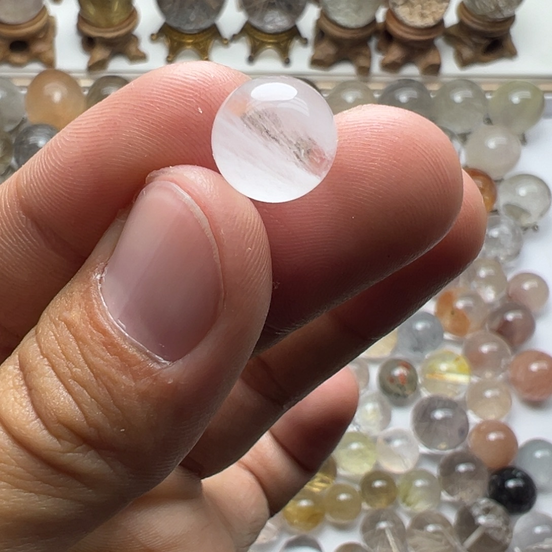 水晶珠宝半成品未镶嵌白兔毛球