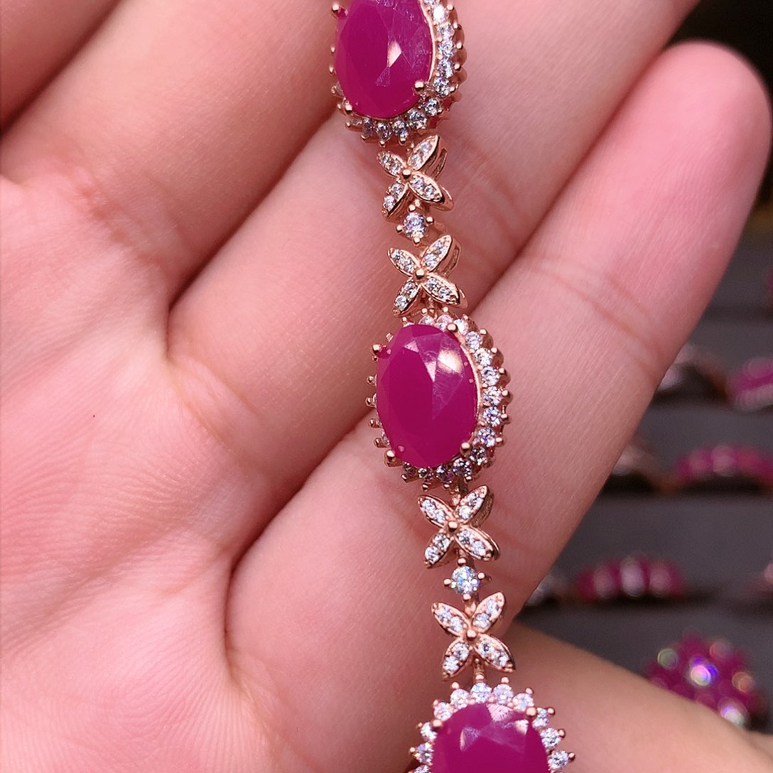 红宝石手链银S925镶嵌