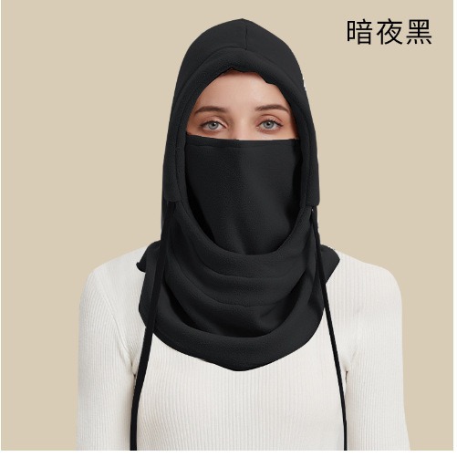 冬季骑行滑雪帽子围脖口罩一体防寒防冻加绒特厚保暖头套防风面罩