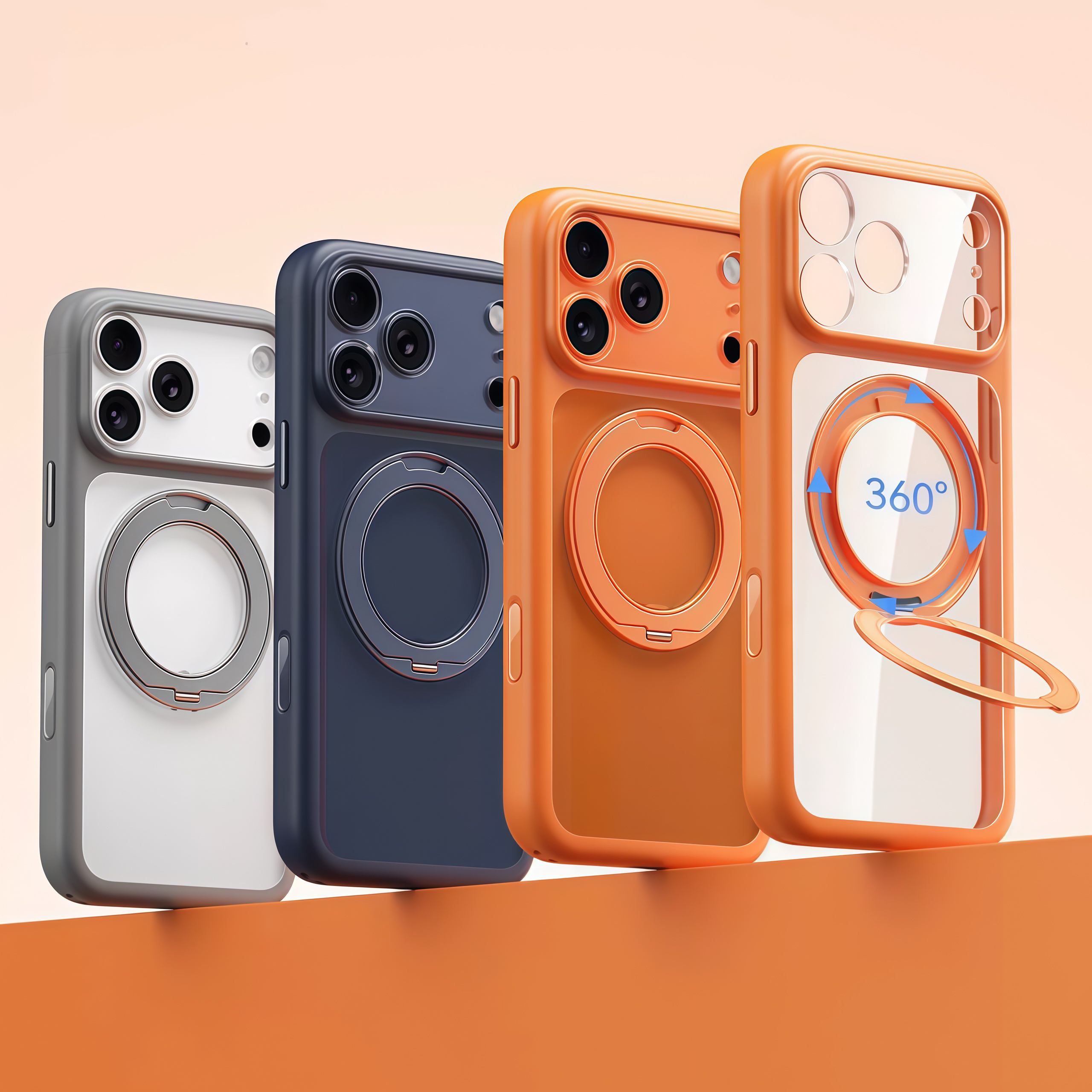 精孔镂空磁吸旋转360支架壳适用苹果iPhone17ProMax手机壳