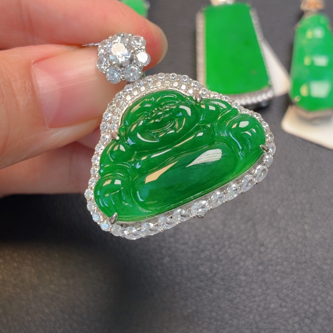 翡翠银S925镶嵌吊坠(不含链)