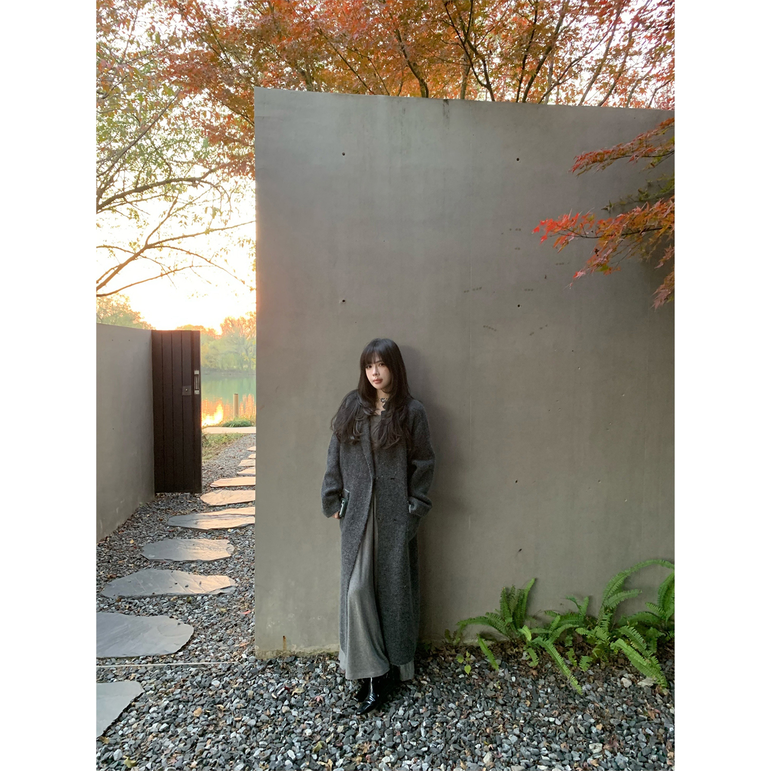 ASM ANNA/马海毛羊毛混纺显瘦舒适感双层提花针织大衣A2511ADY064