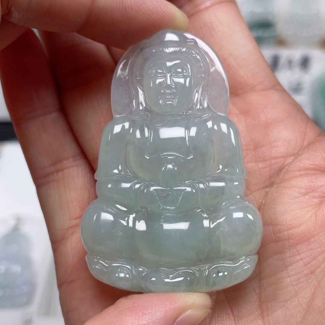 翡翠颈饰未镶嵌天然翡翠A货观音28号